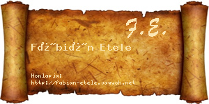 Fábián Etele névjegykártya