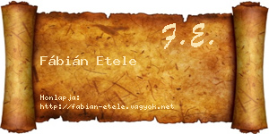Fábián Etele névjegykártya
